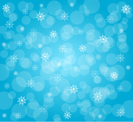Winter blue background with bokeh effect