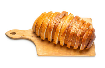 White bread sliced ​​with sesame seeds on isolated background