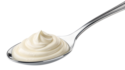 photo of a spoon of creamy white substance, detailed, highly realistic, studio lighting, 8K resolution