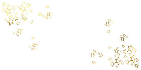 Glossy golden cute stars. Cute stars and gold foil border the isolated PNG illustration. Stars particles create a magical winter backdrop for holiday projects,ads. Old gold texture with gold paper.