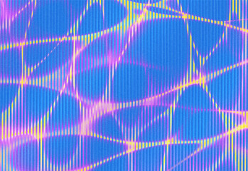 Vibrant abstract background with glowing yellow and pink light trails creating a dynamic and energetic pattern on a textured blue surface, ideal for modern design projects and digital presentations