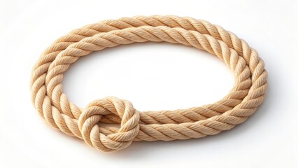 Obraz premium Coiled Rope with Knot on White Background