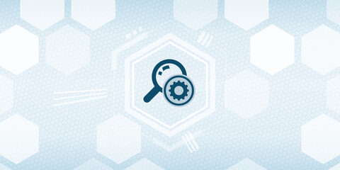 Search Settings Icon - Vector Header Graphic for Finding and Filtering Data