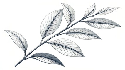 Thin-Line Ink Style Leaf Branch Art &ndash; Elegant Minimal Botanical Drawing