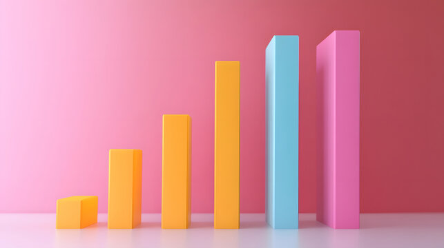 Colorful bar chart representing growth and progression in a visual way