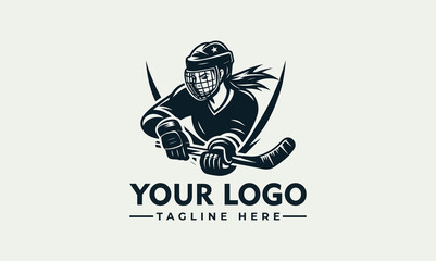 Hockey Player Vector Logo Illustration for Sports Teams and Clubs