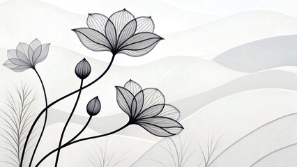 Abstract Botanical Curve Lines – Soft Plant Motif Line Art