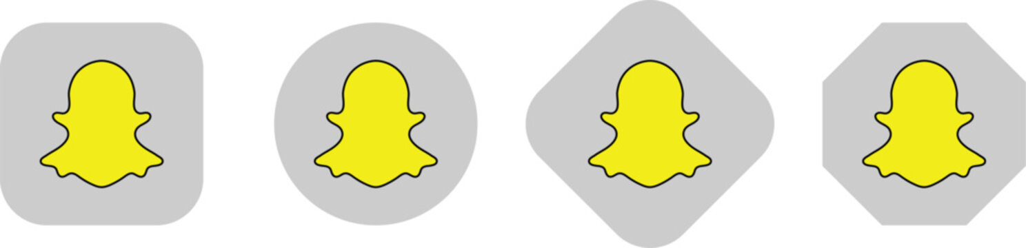 snapchat logo icon set with PNG and vector formats. Editorial social media icon collection. Popular social media logo icon.   