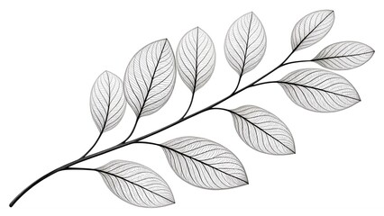 Branch with Tiny Leaves &ndash; Clean Thin-Line Botanical Drawing