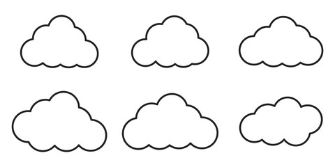 Cloud icon set - vector. cloud symbol in line and glyph style. Vector illustration