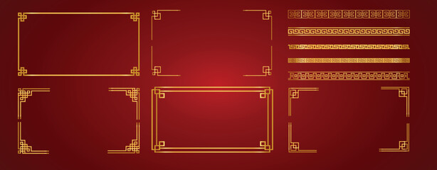 Chinese frame ornament and pattern gold color for banner, greeting cards, poster vector stock illustration
