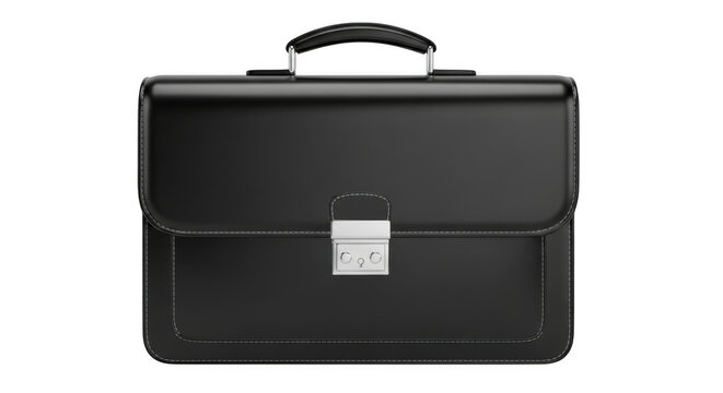 Elegant black briefcase with silver clasp for business professionals transparent background white background
