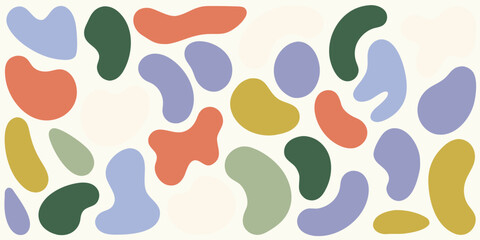 Abstract organic shapes pattern in earthy tones on cream background