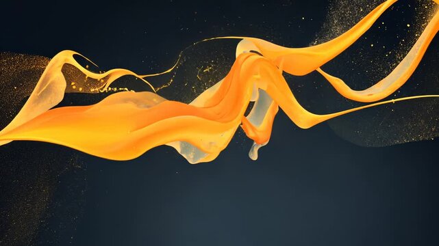 Abstract Art with Orange Waves: Modern Digital Art and Creative Background in Vibrant Colors and Smooth Curves