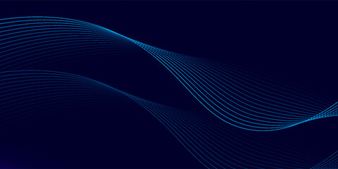 Abstract glowing wave lines on dark blue background. Dynamic wave pattern. Modern flowing wavy lines. Futuristic technology concept.eps10