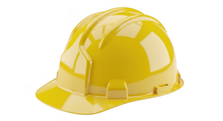 Bright yellow construction helmet protective headwear safety first gear for workers transparent background white background white background
