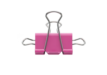 Pink binder clip stationery supply isolated on transparent background