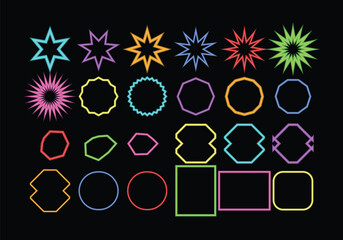 Neon rainbow frame set modern graphic design element