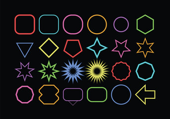 Neon Rainbow Frame Set Modern Design Element