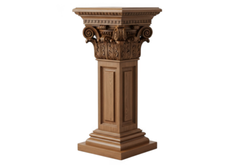 Elegant pedestal column architecture isolated on transparent background