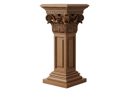 Elegant pedestal column architecture isolated on transparent background