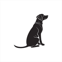 Elegant Sitting Dog Silhouette Illustration