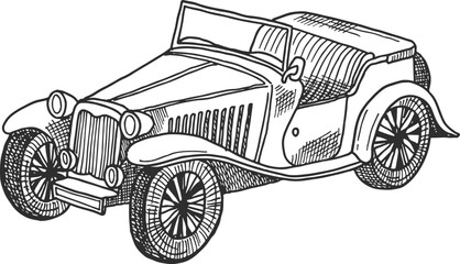 A vintage car with a sunroof and a hood © ONYXprj