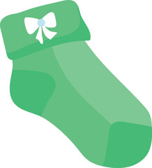 A green sock with a bow on it