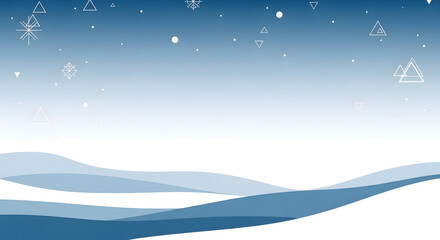 Abstract blue winter landscape with geometric shapes