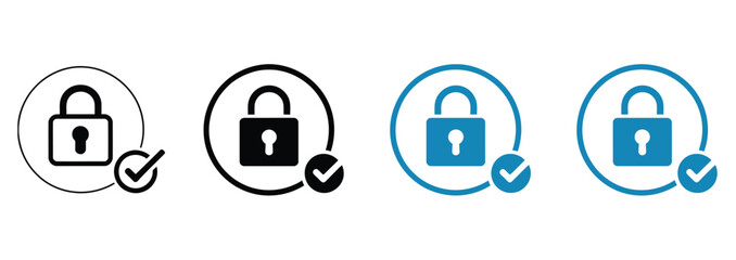 Secure access approved icons featuring a padlock and checkmark for websites and apps, offering peace of mind and reliable protection, perfect for showcasing security features and verified access