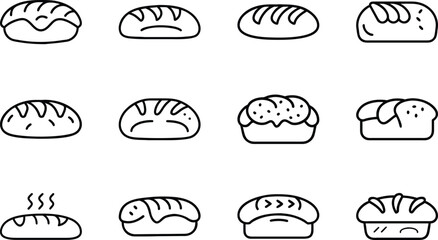Minimalist Food & Drink Line Art Icon Set – Breakfast, Snacks, Coffee, Pastry, Pizza, Ramen, Wine, Asian Cuisine – Editable Black Outline Vector Bundle for Digital Use