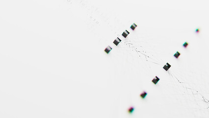 Closeup of Neural network model, LLM structure background. AI big data processing technological concept. Machine learning abstract backdrop. Digital quantum computing.
