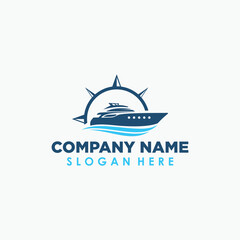 cruise ship elegant vintage logo design template, travel and transportation logos