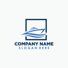 boat and frame logo template, transportation logo design template