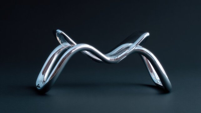 3d rendering of a modern, abstract sculpture. the sculpture is made of a shiny, metallic material and has a curved, wavy shape. - Powered by Adobe