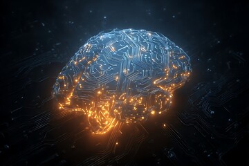 Abstract digital globe with glowing lights and dark background