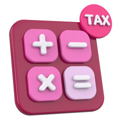 Obraz premium 3D Tax Icon Illustration with Calculator and Finance Elements.