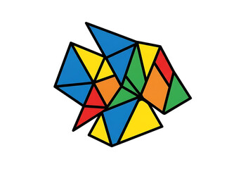 Obraz premium Abstract geometric pattern with vibrant, interconnected triangles forming a complex, dynamic, and intricate modern design element