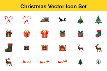 Christmas vector icon set with holiday symbol collection