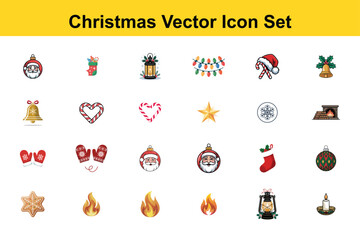 Christmas vector icon set with holiday symbol collection isolated