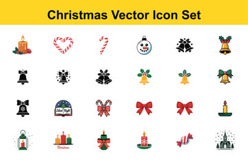 Christmas vector icon set with holiday symbol collection