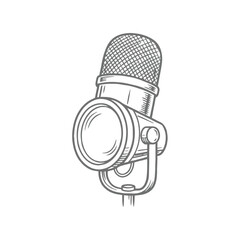 Vintage Hand-Drawn Microphone Sketch