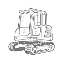 Industrial Tracked Tractor Line Art Illustration