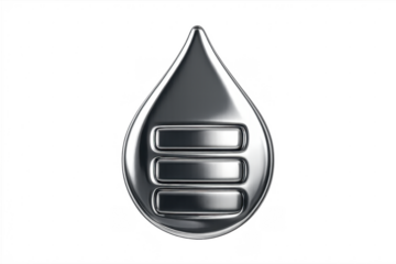 Silver metallic liquid menu icon on transparent background