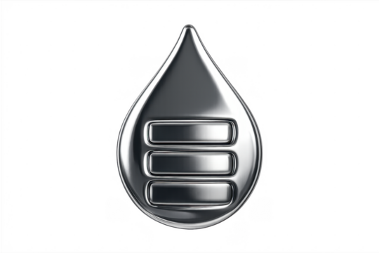 Silver metallic liquid menu icon on transparent background