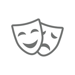 Theatrical Comedy and Tragedy Masks Icon Illustration