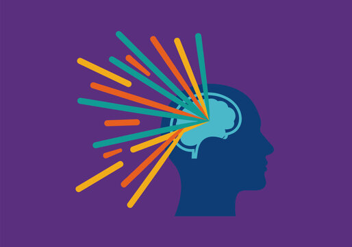 Creative mind exploding with ideas in modern colorful design
