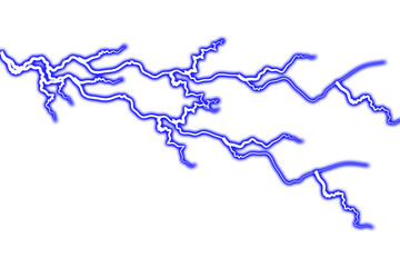 PNG, electrical discharges spark. Bright neon lightning effect