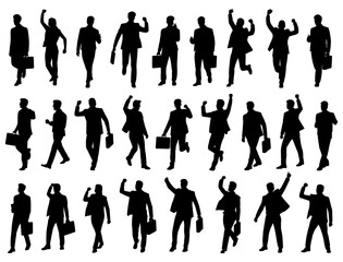 Silhouette business people celebrating success vector illustration set