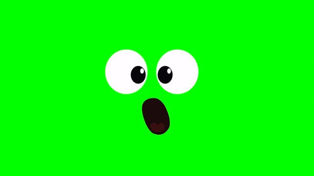 Cartoon talking simply mouth or funny face for side green screen insert, chroma key green screen motion graphics stock video 3D animation. Ultra high resolution.